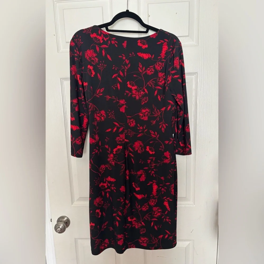 Ralph Lauren Elegant Black and Red Floral Dress - Picture 3 of 3